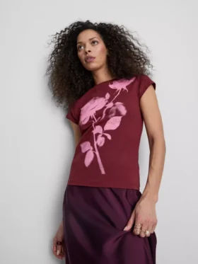 Βαμβακερό παιδικό μπλουζάκι με floral τύπωμα