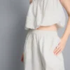 Βαμβακερό παντελόνι με φαρδιά πόδια και κεντήματα